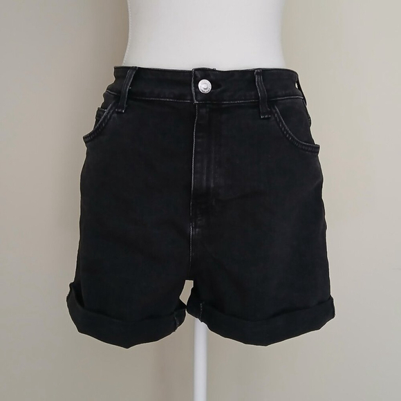Mavi Ella High Rise Cuffed Denim Shorts Dark Smoke Size 28 - Picture 3 of 9